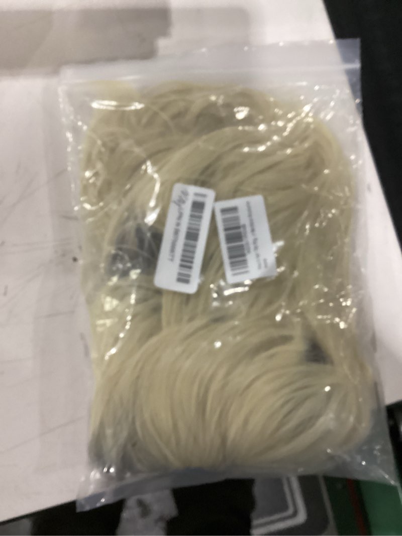 Condition photo showing New/Like New for yuehong long black roots blonde mens wig rock star style mullet fashion 70s 80s wig with moustache earrings necklace heat resistant costume hair blonde rocker wig