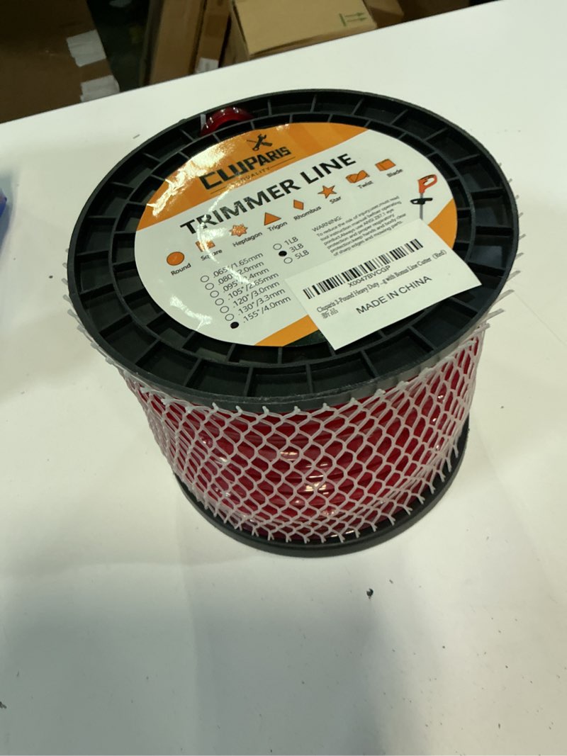 Condition photo showing New/Like New for cluparis 3-pound heavy duty square trimmer line .155-inch-by-292-ft commercial string trimmer line in spool, 0.155" nylon weed eater string with line cutter?red? .155 inch-3 pound