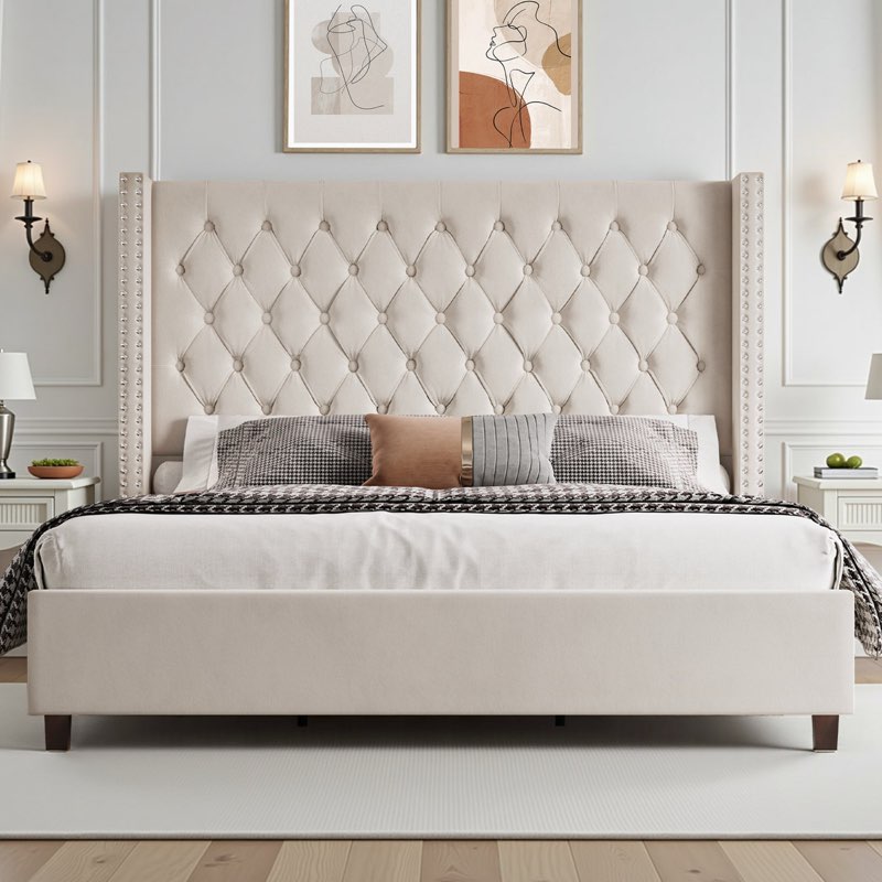 Duluth Upholstered Wingback Bed