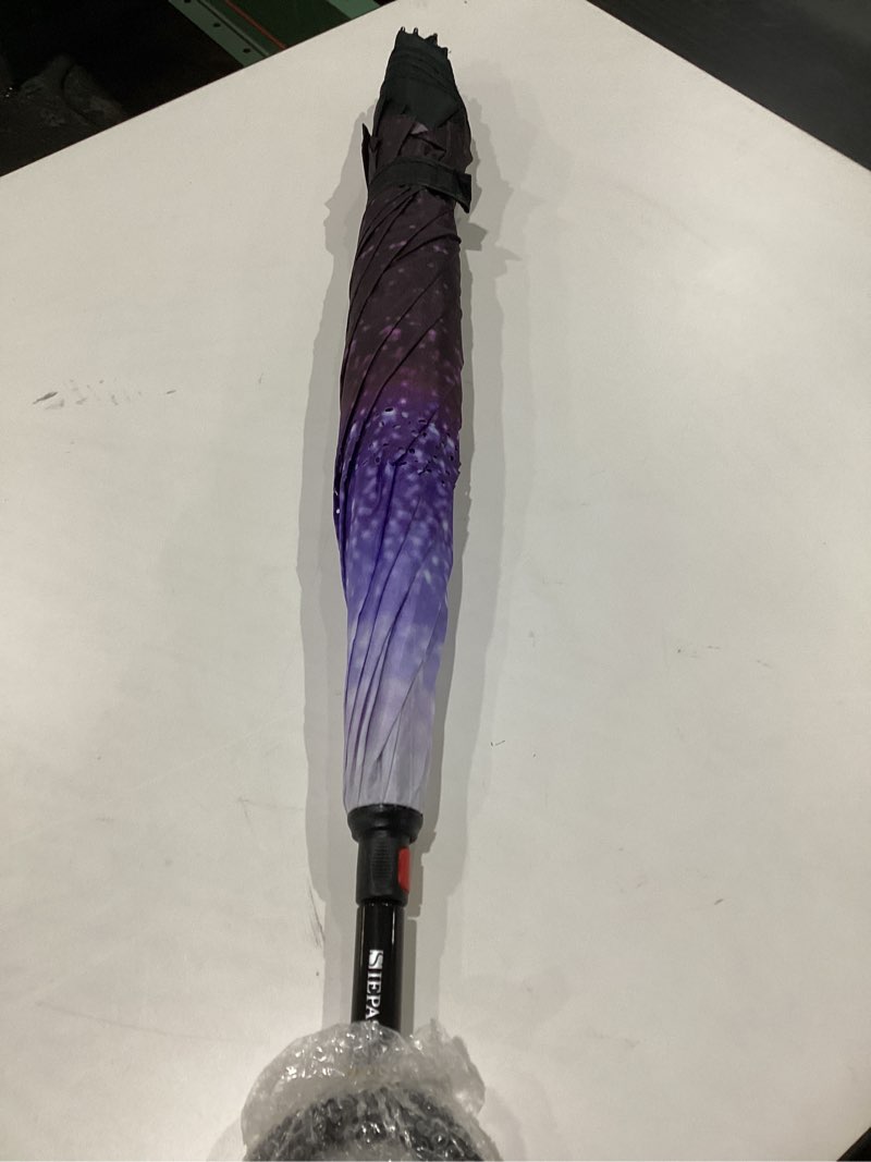 Condition photo showing New/Like New for SIEPASA 49/56 Inch Inverted Reverse Upside Down Umbrella, Extra Large Double Canopy Vented Windproof Waterproof Stick Golf Umbrellas with C-shape Handle. Starry Sky 49 Inch