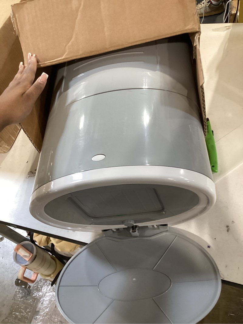Condition photo showing As Is for diaper dekor eko classic diaper pail, white | only eco-friendly diaper pail made with 70% recycled materials | hands-free: step–drop–done | cost-effective refill system eko white