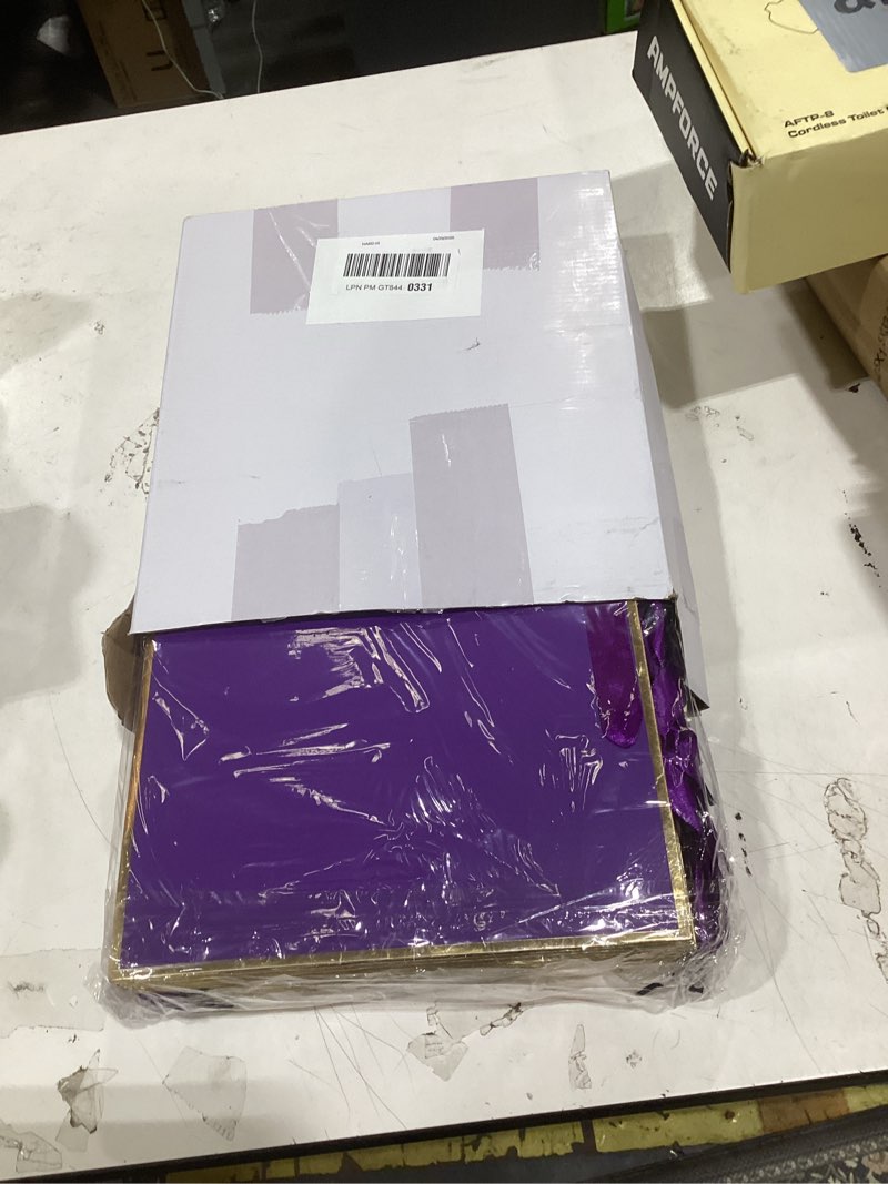 Condition photo showing New/Like New for relithick 12 pack metallic paper gift bag with handles and tissue paper 11.8 x 10 x 4'' thank you favor bag for valentine's day wedding bridesmaid groomsman 5 senses gifts (dark purple,gold) dark purple, gold 12