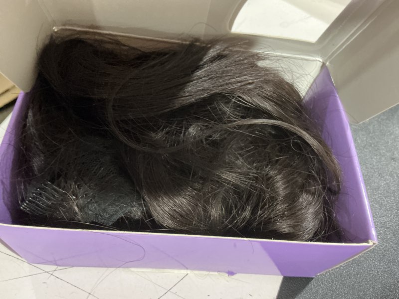 Condition photo showing Good Condition for kookastyle invisible wire hair extensions with transparent headband adjustable size 4 secure clips long wavy secret wire synthetic hairpiece rich dark brown with warm tones/6# 16 inch for women 16 inch rich dark brown with warm tones