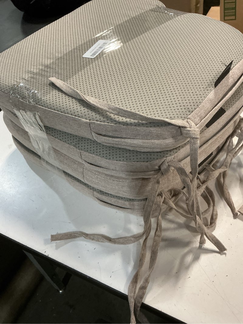 Condition photo showing Good Condition for aaaaacessories d-shaped chair cushions, 2" thick dining chair pads with ties and removable, machine-washable cover, 17" x 16", set of 4, oatmeal beige oatmeal beige 4 count(pack of 1)