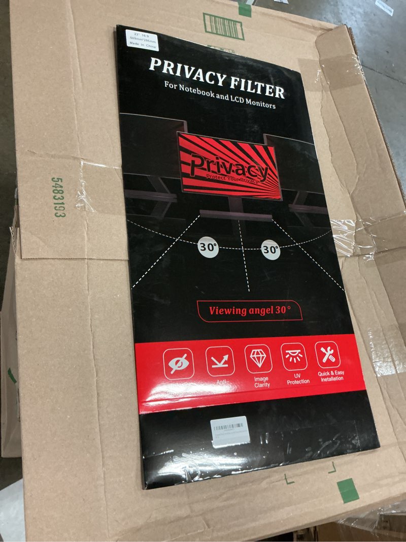 Condition photo showing As Is for computer privacy screen protector 23 inch with hp dell acer asus samsung lg and more, removable security shield filter for 16:9 aspect ratio monitor like viewsonic sceptre aoc koorui benq (23" diagonal 16:9 1 pack) [1 pack] 23''computer privacy screen