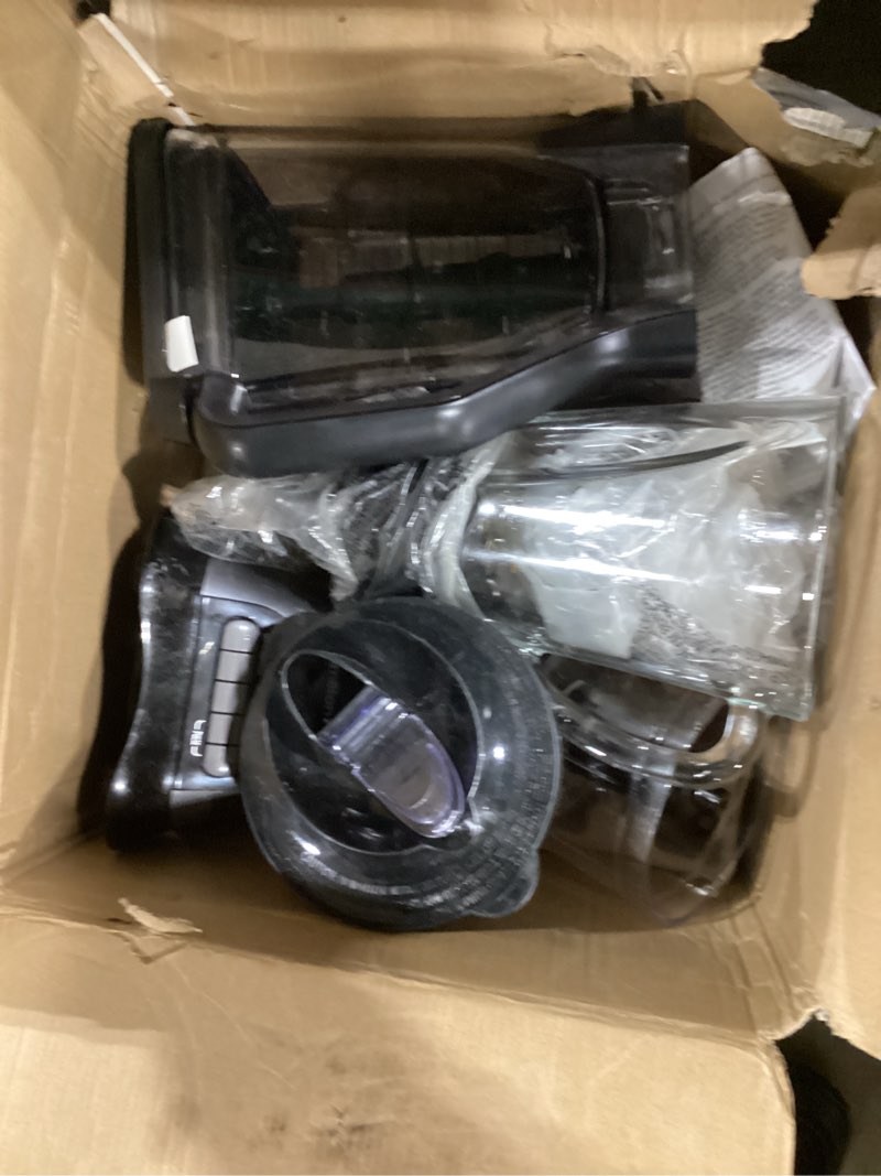 Condition photo showing As Is for hamilton beach blender and food processor combo for shakes & smoothies, with 3 cup electric food chopper attachment, 40 oz glass jar, blender travel cup, 700 watts peak power, gray & black (58163)