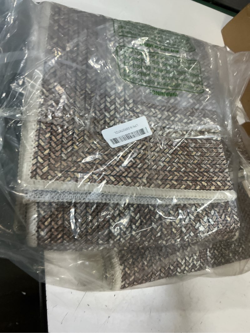 Condition photo showing Good Condition for hebe washable kitchen rugs sets of 3, non slip absorbent kitchen rugs and mats, farmhouse stain resistant faux jute kitchen mat carpet runner for kitchen floor, laundry room, hallway, yellow/brown yellow/brown 20"x32"+20"x48"+20"x59"