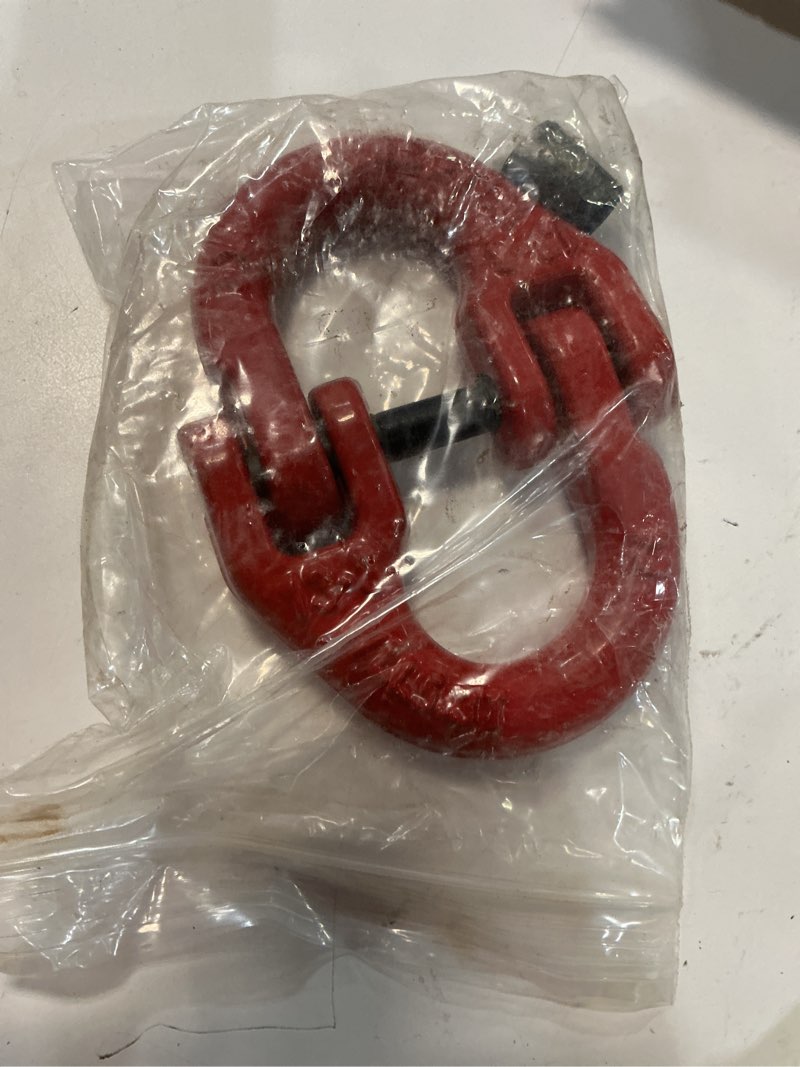Condition photo showing As Is for blackhorse-racing 2pc 1/2 inch tow hitch hammer lock safety chain connector link hammerlock coupling link grade 80, 12000 lbs loading,red