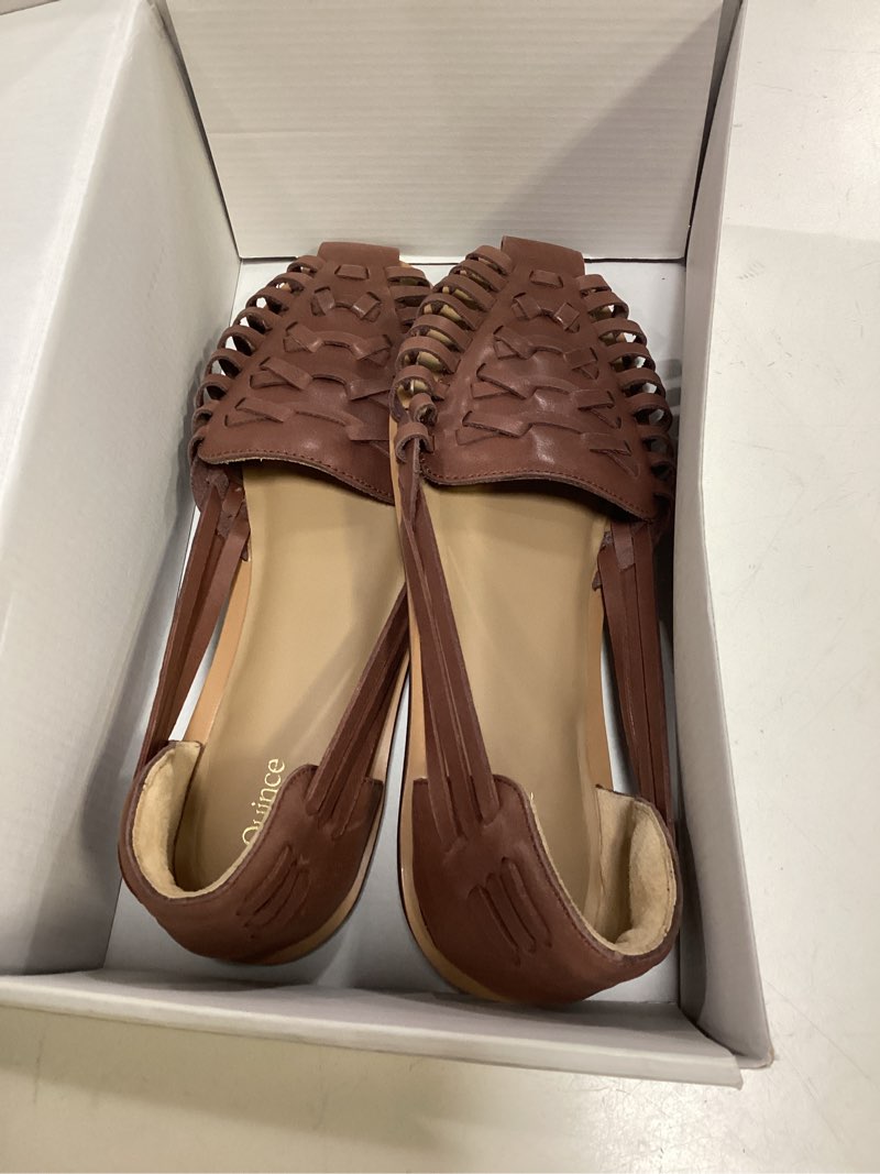 Condition photo showing Good Condition for quince 100% leather huarache flat, 8.5, brandy