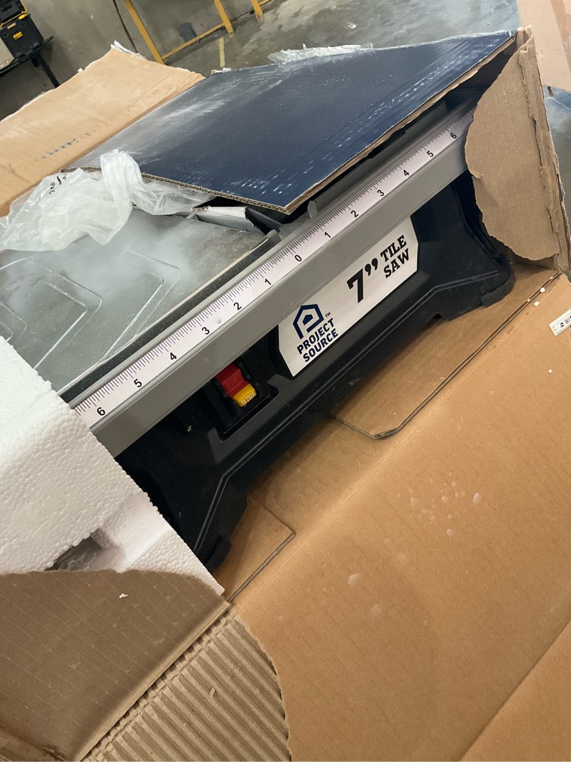 Condition photo showing As Is for project source 4.8 -amp 7-in -blade wet tabletop tile saw