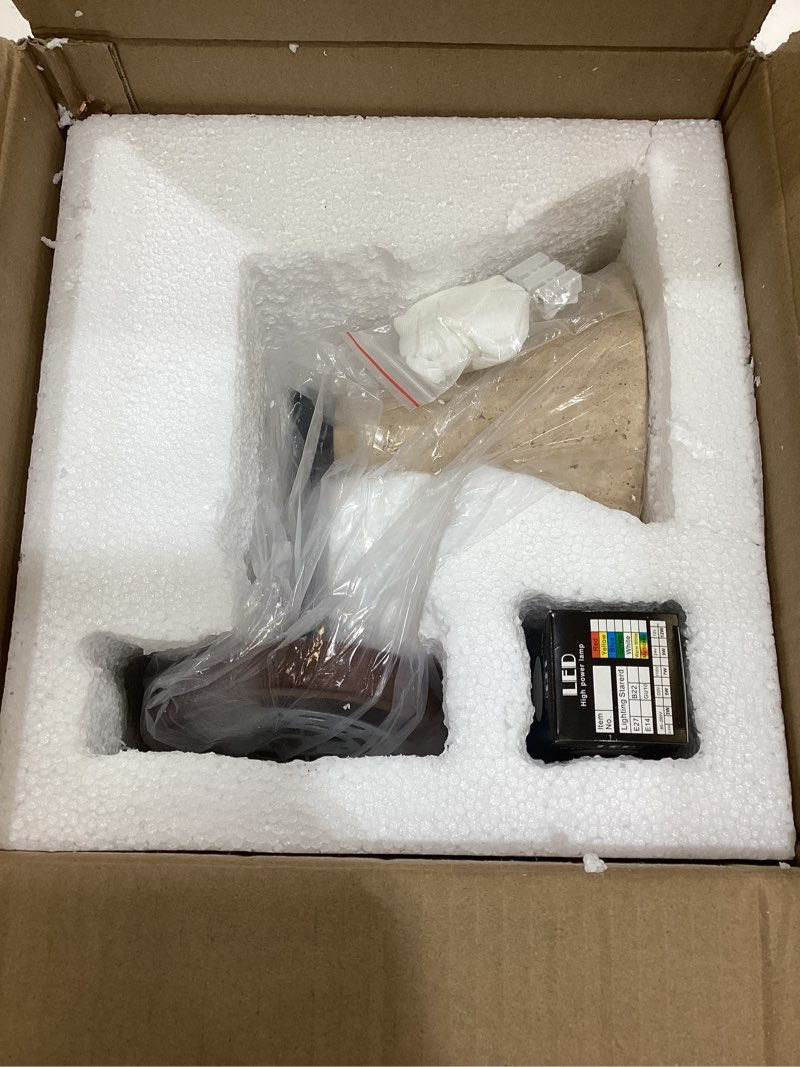 Condition photo showing As Is for Indoor Mid Century Modern Wall Sconce Nordic Yellow Natural Travertine Bedside Wall Light Vintage Marble Wood Farmhouse Hallway Wall Mounted Lamp for Bathroom Living Room Hallway