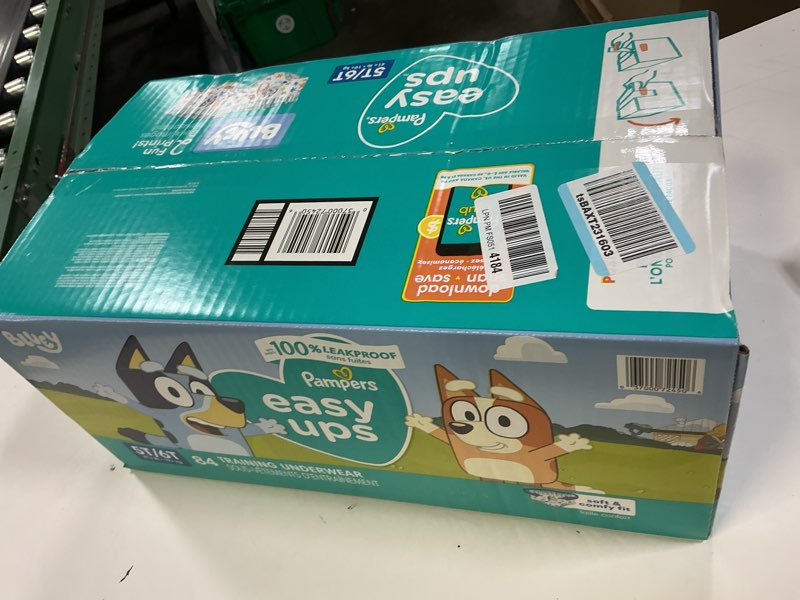 Condition photo showing New/Like New for pampers training pants - easy ups boys & girls bluey - size 5t-6t, 84 count, children's potty underwear (packaging may vary) 5t-6t 84