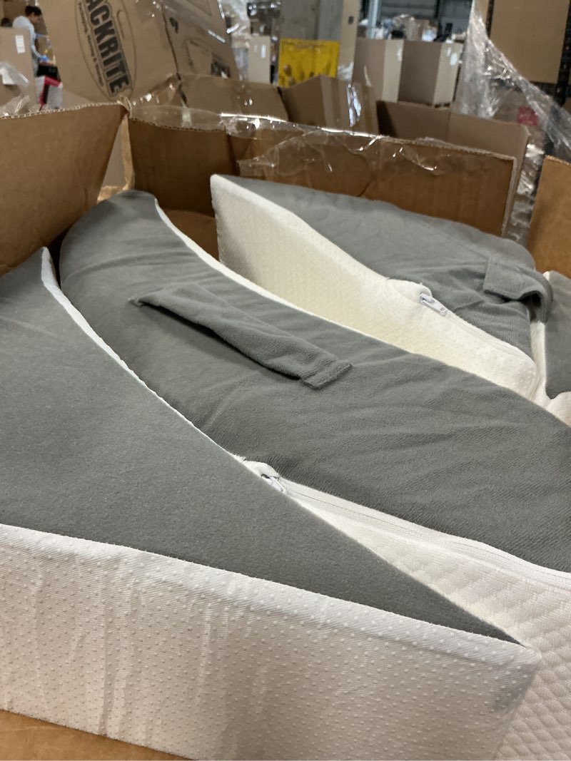 Condition photo showing As Is for Ziixmile Wedge Pillow Set for After Surgery – 5PCS Orthopedic Bed Wedge Pillow Set for Sleeping, Body, Back and Leg Pain Relief Comfortable & Adjustable Support Pillows-Anti Snoring (Grey)