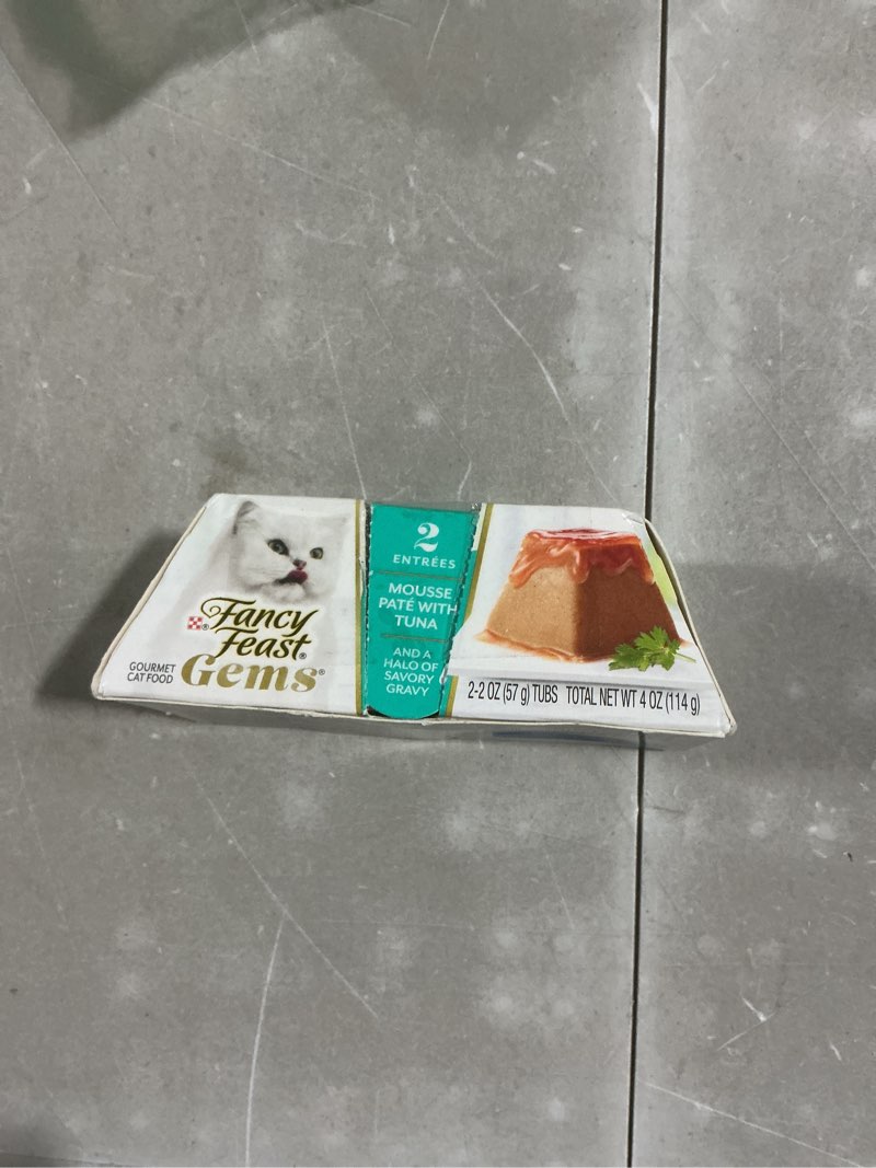 Condition photo showing Good Condition for fancy feast gems pate cat food mousse with tuna and a halo of savory gravy cat food - (pack of 8) 4 oz. boxes tuna 4 ounce (pack of 8)