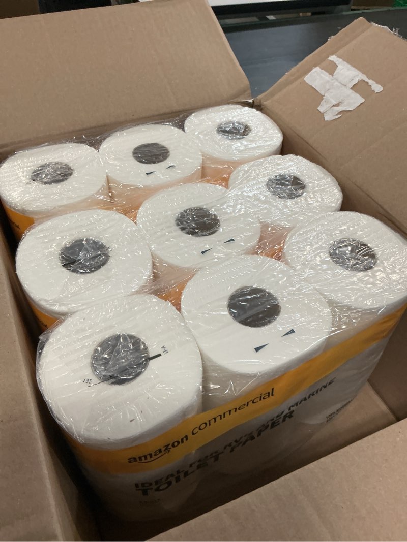 Condition photo showing As Is for amazoncommercial 2-ply quick dissolving toilet paper for rv's & marine, waste-tank compatible, soft and strong, fsc certified, 300 sheets per roll ( 3 pack )