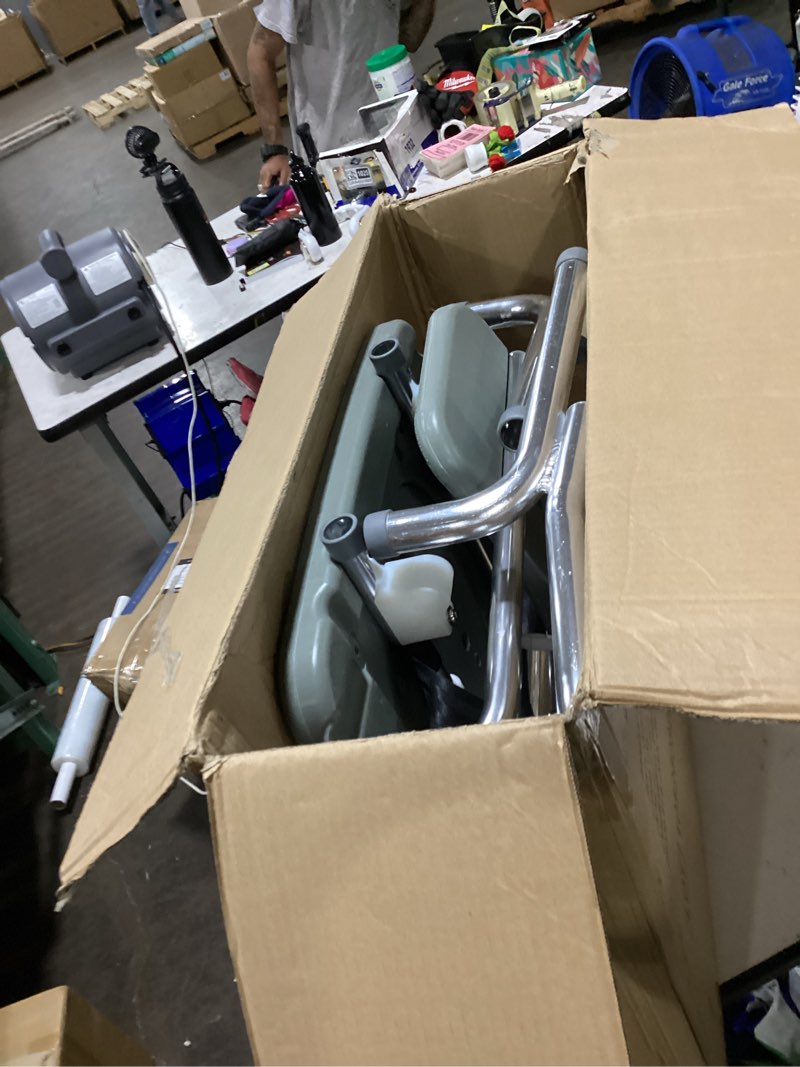 Condition photo showing New/Like New for dmi tub transfer bench and shower chair with non slip aluminum body, fsa eligible, adjustable seat height and cut out access, holds weight up to 400 lbs, bath and shower safety, transfer bench