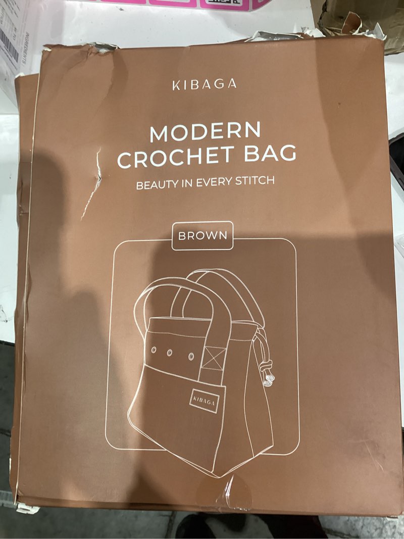 Condition photo showing New/Like New for Stylish Crochet Bag Organizer Easily Organizes Your Yarn - Durable Canvas Bag w/ 8 Pockets Stores Plenty of Yarn Skeins and Knitting Supplies/Accessories - Perfect Basket for Gifting to Knitting Fans Brown