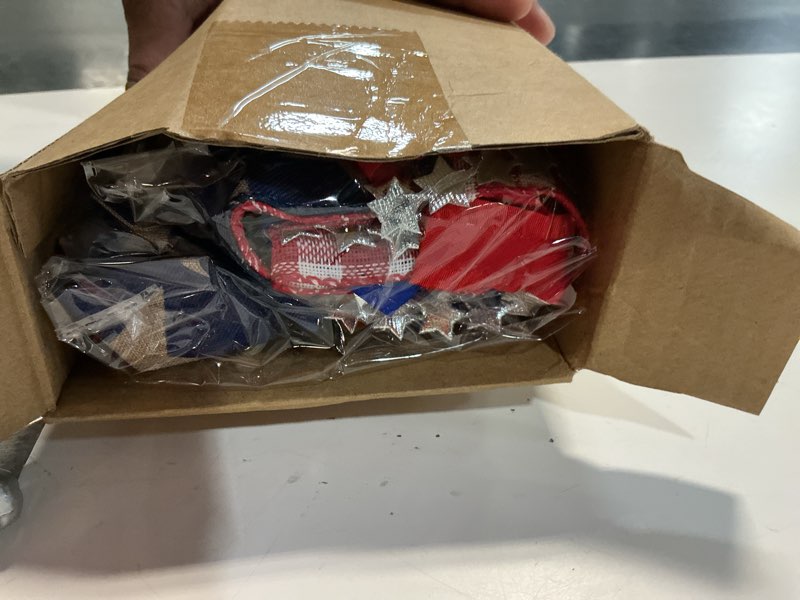 Condition photo showing New/Like New for 4 pcs large patriotic ribbon bow, 4th of july red white and blue bows clip-on star sash patriotic wreaths for independence day front door indoor outdoor memorial day decoration