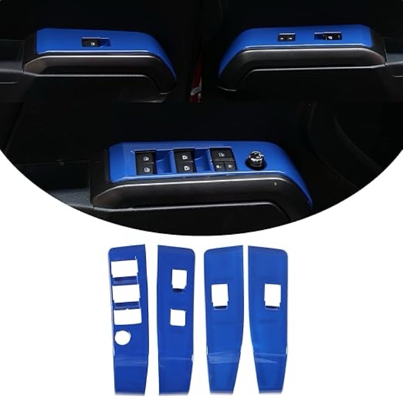 Front and Rear Doors 4pcs Look Interior Door Armrest Window Switch Panel Cover Trim Compatible with Toyota Tacoma 2016 2017 2018 2019 2020 2021 2022 2023 (Blue)