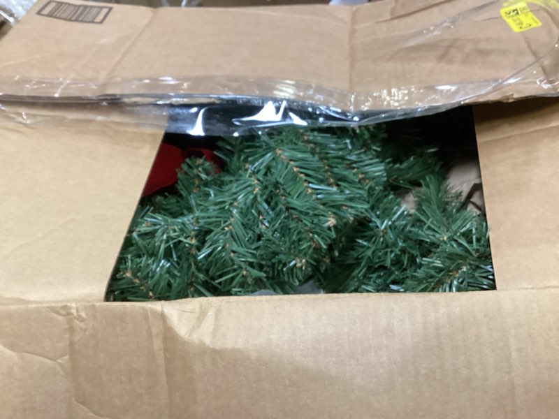 Condition photo showing Good Condition for Set of 3 Artificial Pre-Lit Balsam Pine Christmas Wreaths with Red Bows, 16 Inches, Battery Operated with Timers
