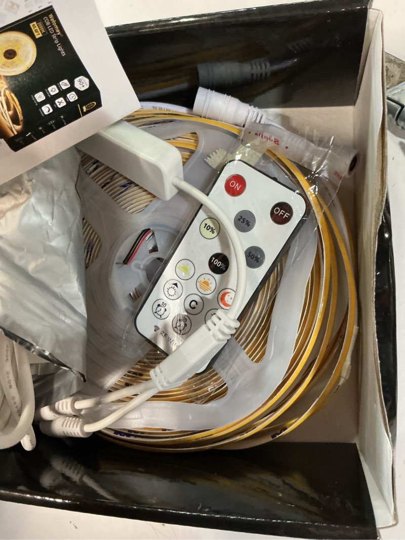 Condition photo showing Good Condition for cob led strip light warm white, 66ft dimmable 3000k super bright white led lights with remote and ul power supply, 24v flexible led tape light for bedroom, kitchen, diy lighting (2 rolls of 33ft)