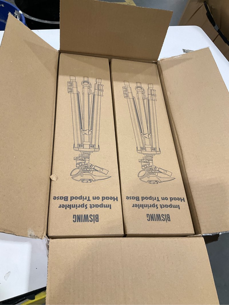 Condition photo showing Good Condition for biswing large impact sprinkler head on tripod base, adjustable zinc alloy lawn sprinklers for yard lawn garden, 3/4" nh connector, 360 degree large area coverage irrigator with extension legs, 2 pack