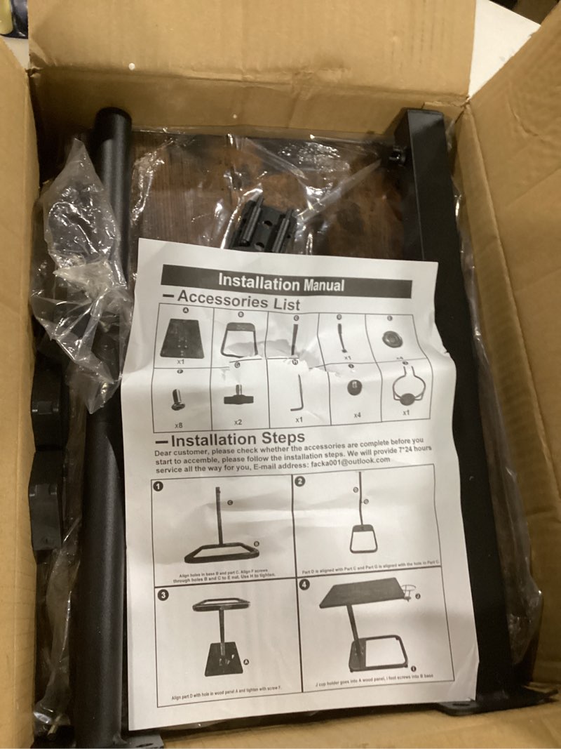 facka Adjustable TV Tray Table with Rounded Metal Corners, C-Shaped Snack Table for Couch, Sofa, Bed