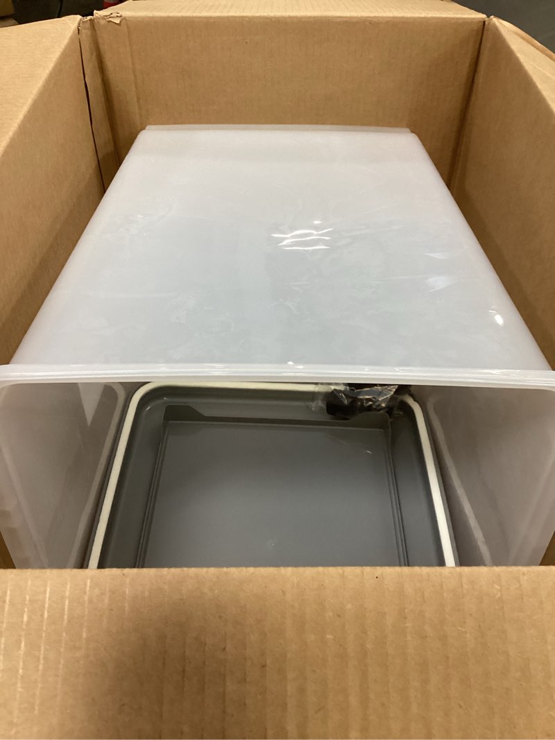 Condition photo showing Good Condition for amazon basics airtight pet food storage container with scoop, bpa free, removable wheels, 69 qt, gray