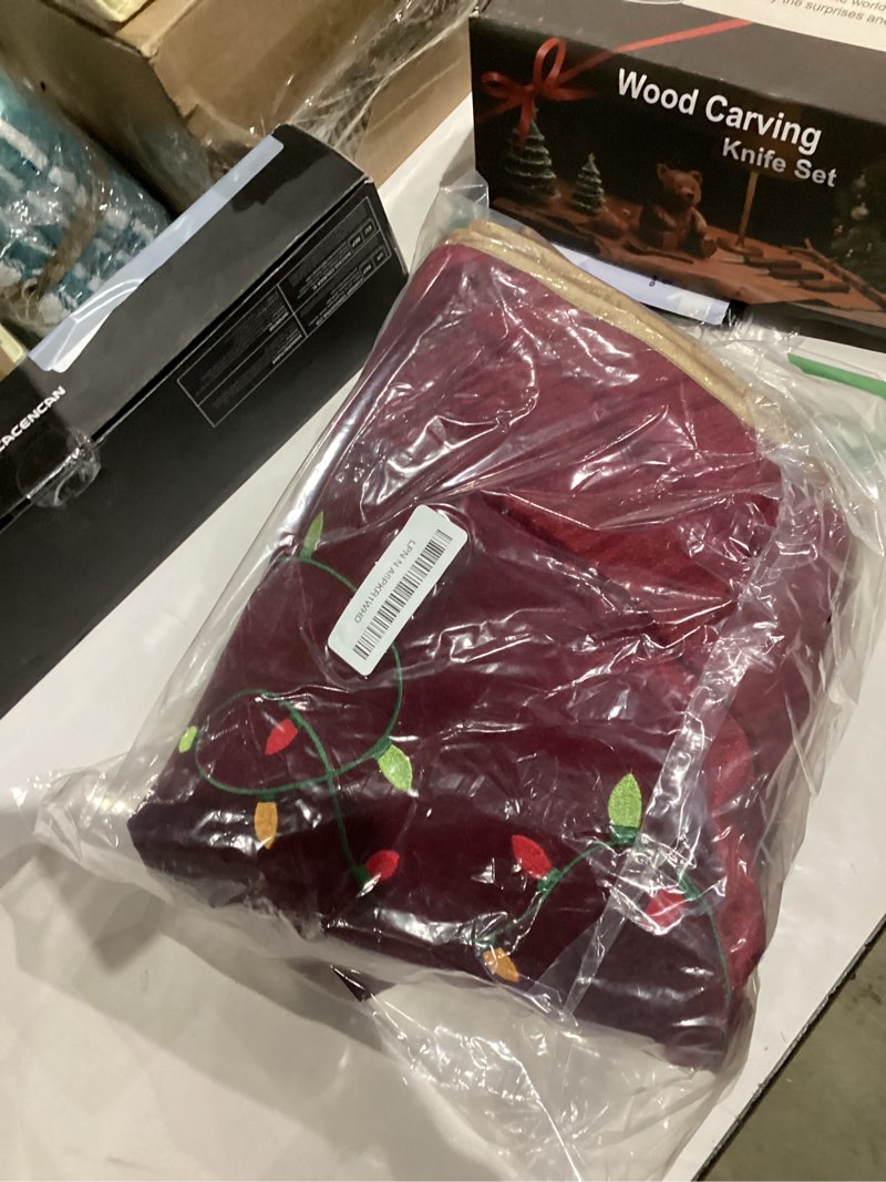 Condition photo showing New/Like New for X.Sem Christmas Tree Embroidered Velvet Christmas Tree Skirt with Pleat Velvet Border 50'' Dark Red (Dark Red, 50 inch)