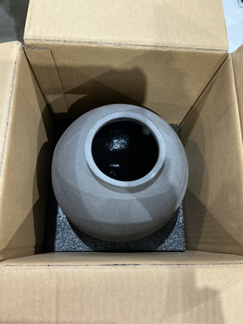 Condition photo showing Good Condition for large blak ceramic vase - 9.8 inch rustic farmhouse vase for home decor, minimalist tall vases for living room, table, bathroom, holiday & weddings (sandstone black) sandstone black 9.8 inch