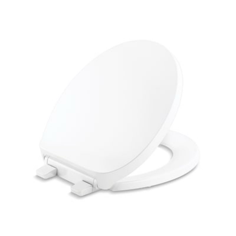 kohler drift tab plastic white round soft close toilet seat