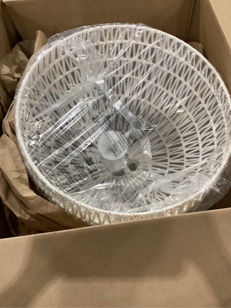 Condition photo showing New/Like New for 4-light rattan ceiling light, 20" semi flush mount boho light fixture with hand-woven shade, farmhouse chandelier wicker fixture for kitchen bedroom living room hallway 4-light white