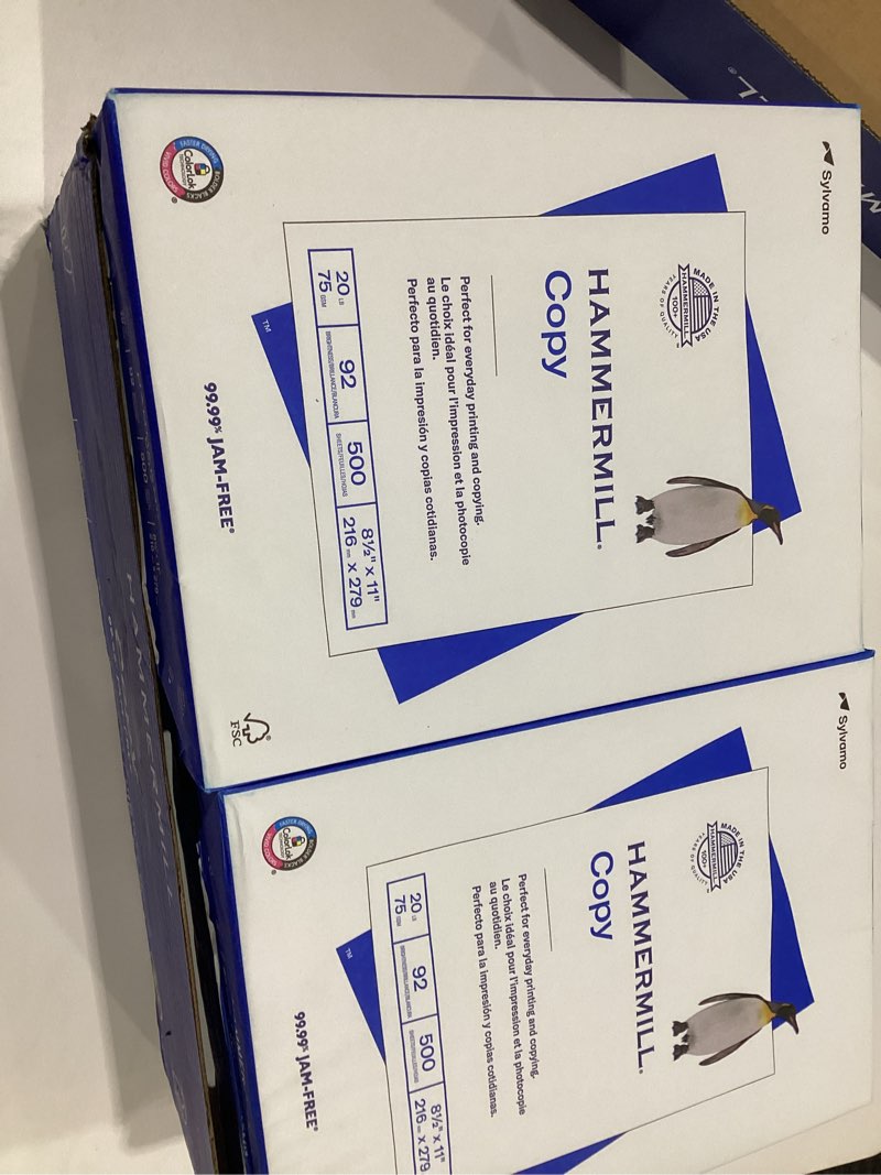 Condition photo showing New/Like New for Hammermill Printer Paper, 20 Lb Copy Paper, 8.5 x 11 - 8 Ream (4,000 Sheets) - 92 Bright, Made in the USA 8 Ream | 8.5x11 | 4000 Sheets Letter (8.5 x 11)