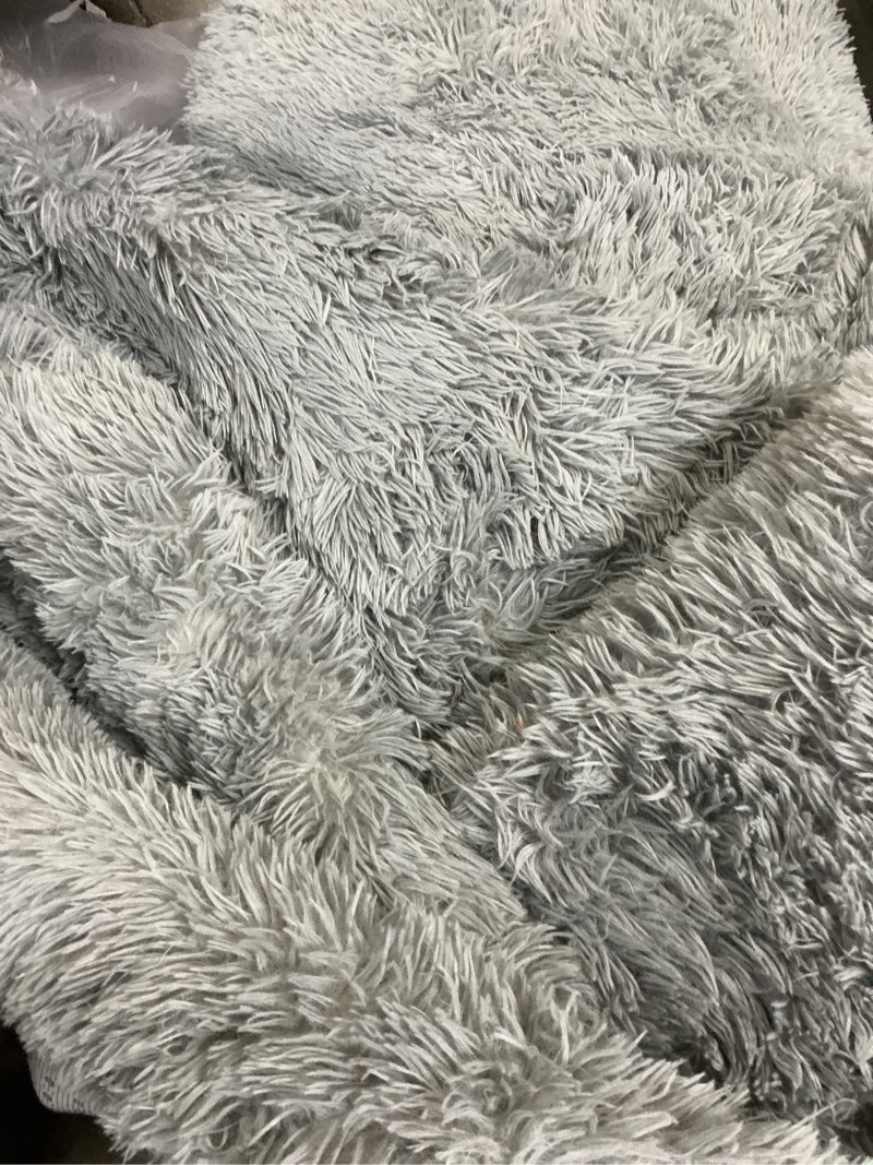 Condition photo showing As Is for 8x10 area rugs for living room bedroom rug, large shaggy soft plush furry bedside rug, area rugs for home decor (light grey, 8x10 feet) 8' x 10' (rectangular) light grey