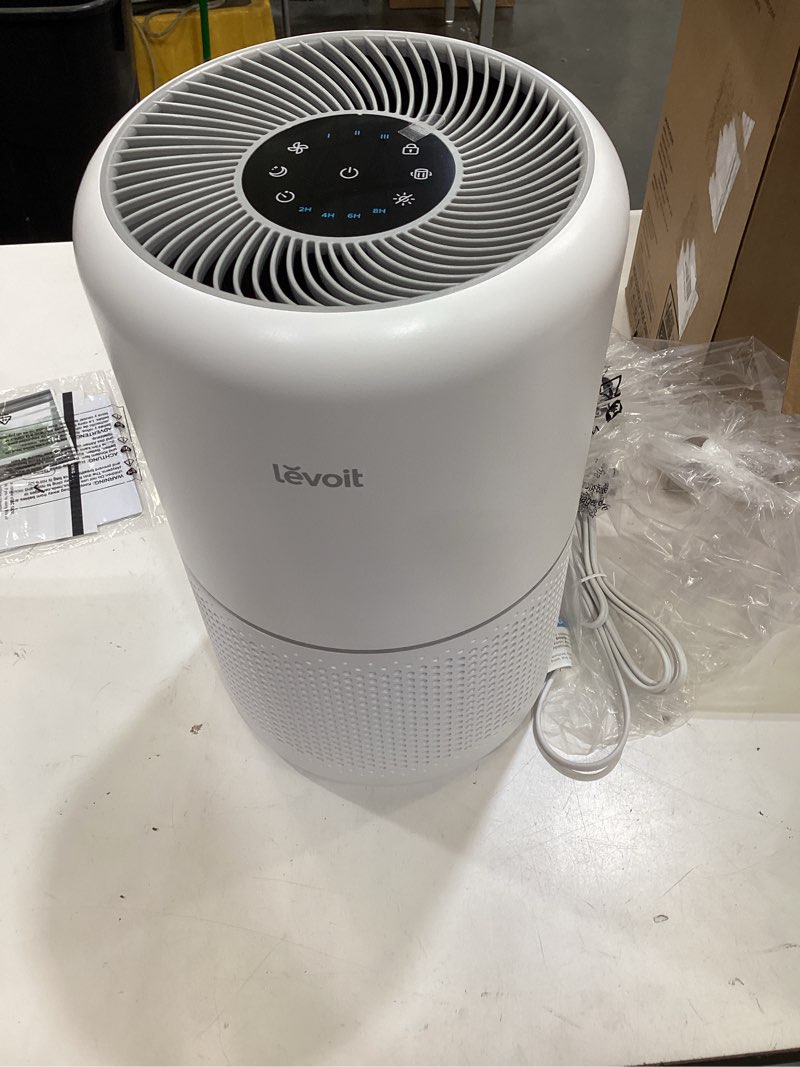 Condition photo showing Good Condition for levoit air purifier for home allergies pet hair in bedroom, covers up to 1073 ft² by 56w high torque motor, aham verifide, 3-in-1 filter with hepa sleep mode, remove dust smoke odor, core300-p, white