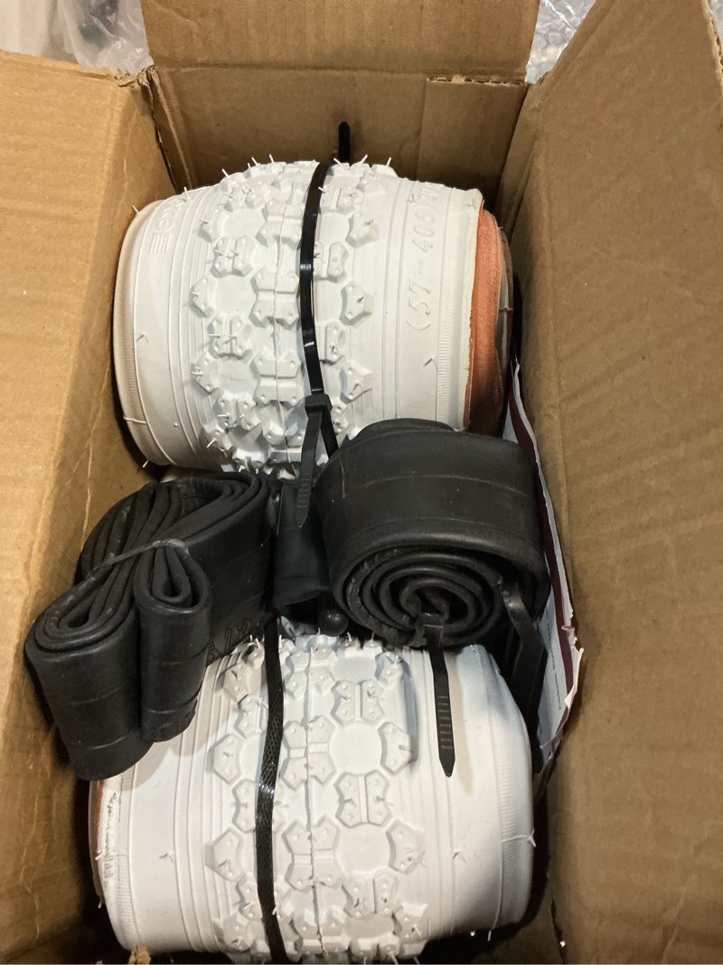 Condition photo showing Good Condition for 16/20 inch bike tires set: mohegia 2-pack 16x2.125/20x2.125 inch folding kids bicycle tires and pair inner tubes schrader valve with tire levers-compatible with bmx, mtb and children racing white 16x2.125