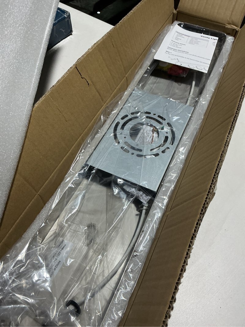 Condition photo showing Good Condition for 360° Rotate LED Dimmable Bathroom Vanity Light Fixtures, 1600LM Acrylic Chrome Vanity Lights for Bathroom, Modern Wall Lighting Fixtures Over Mirror Kitchen Living Room (Natural White Light 5000K) Chrome - Dimmable 4-Light, 27-Inch, 5000K