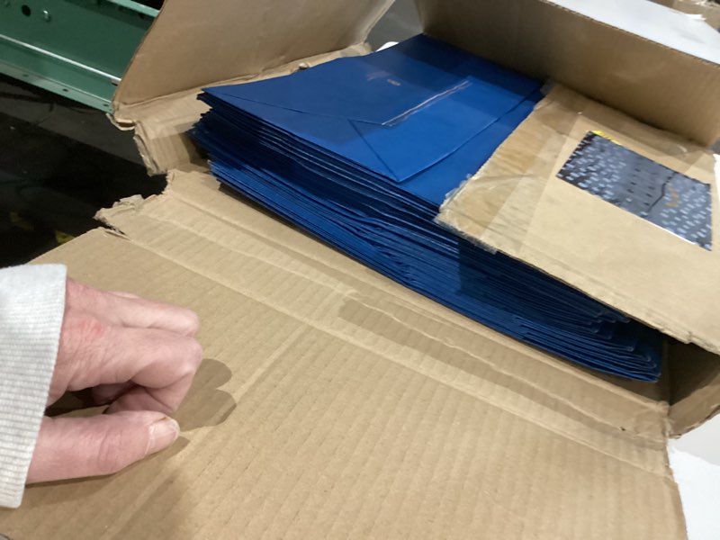 Condition photo showing Good Condition for 16x6x12 inches kraft paper bags with handles bulk, large shopping bags for gifts, grocery, merchandise, party favor, take-out, recycled paper sacks navy blue
