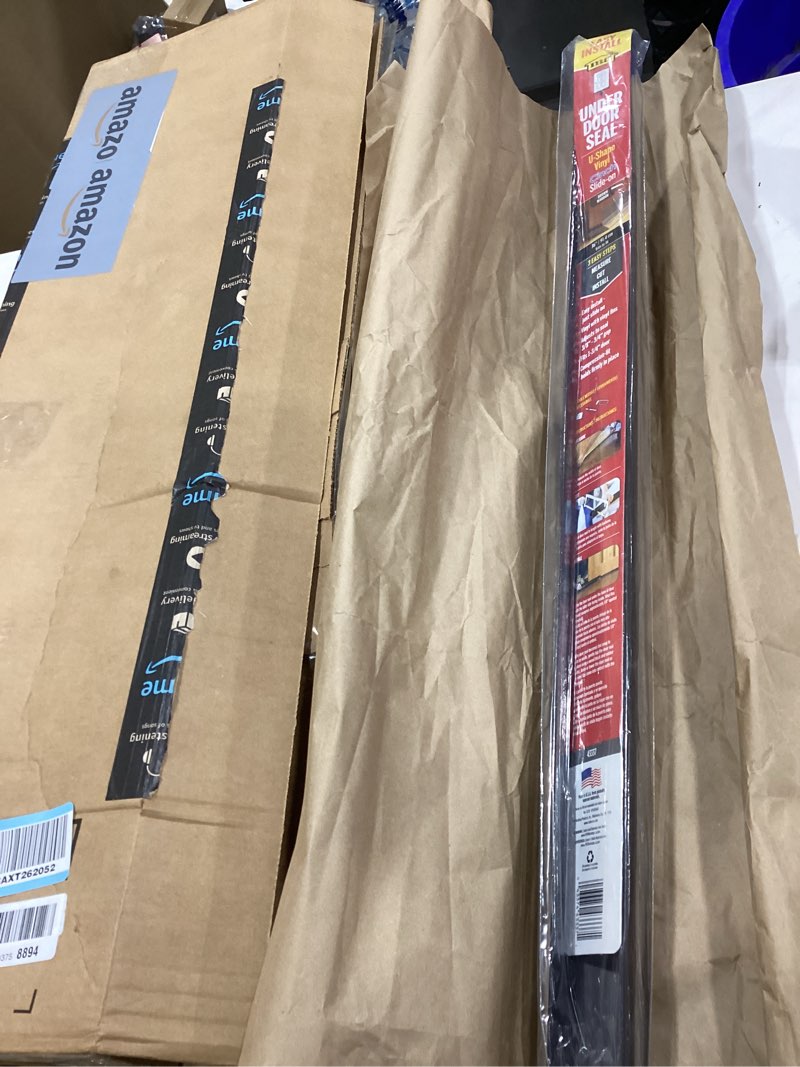 Condition photo showing Good Condition for M-D Building Products Vinyl Cinch U-Shape Door Bottom Seal, Slide-On Weatherstripping Draft Stopper, Easy to Install, Fits 36” x 1-3/4” Doors, Fills 3/8”- 3/4” Gaps, 43337, Brown