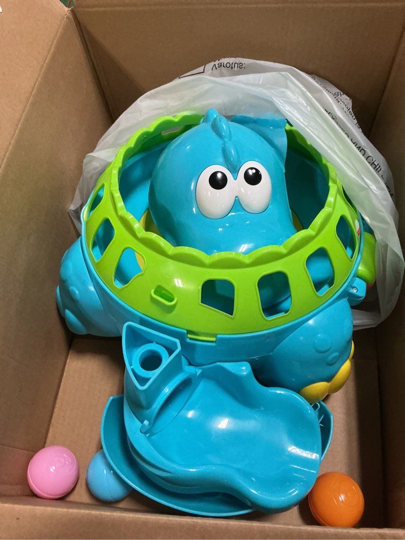 Condition photo showing Good Condition for fisher-price baby crawling toy, poppity pop musical dino ball-popper with sounds for infants ages 6+ months, blue