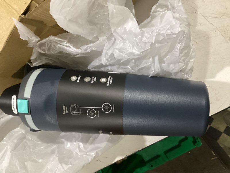 Condition photo showing Good Condition for owala freesip sway insulated stainless steel water bottle with two-way spout, built-in straw and bucket handle, made for travel, school, and sports, 30oz, bpa free, leak proof, foggy tide foggy tide 30 ounces