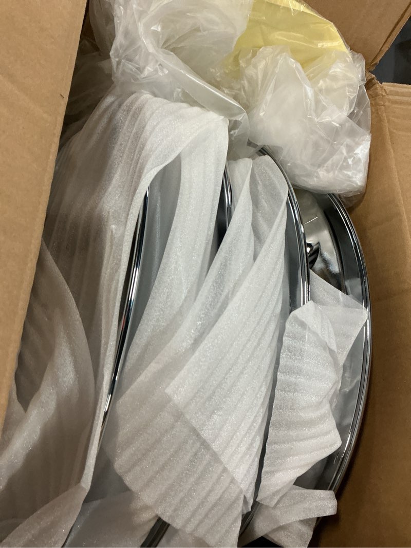 Condition photo showing Good Condition for 16 inch wheel skins for 2003-2014 chevy express/savana g1500 g2500 g3500 h1500?2015-2026 express/savana 2500 3500, fits gm oem#9595400/9595396 8-lug steel wheels with 5 vent holes, chrome chrome silver