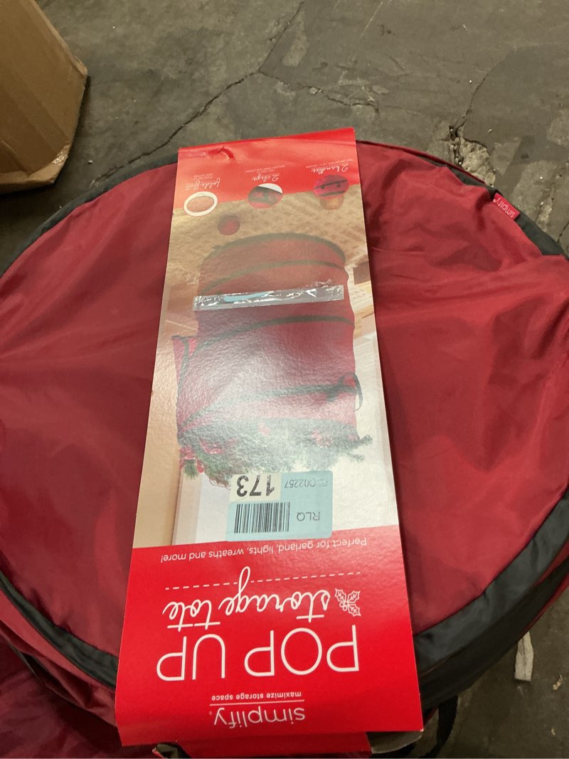 Condition photo showing Good Condition for 2 pack simplify heavy duty pop up holiday storage tote | dimensions: 22\"x 22\"x 32\"| fordable | storage organization | pink