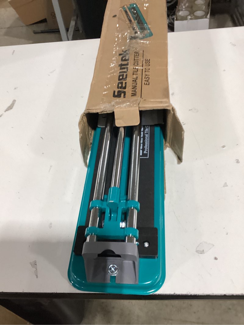 Condition photo showing New/Like New for seeutek manual tile cutter - 14 inch professional porcelain ceramic tile cutter, double rails design, tile cutter tool with tungsten carbide cutting wheel, easy to use