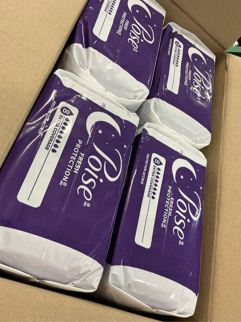 Condition photo showing New/Like New for poise overnight incontinence & postpartum pads for bladder leaks, 8 drop extra coverage, 96 count, packaging may vary