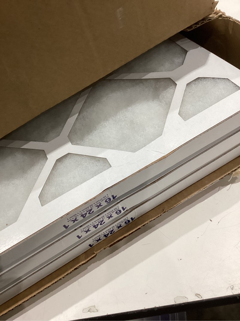 Condition photo showing Good Condition for nordic pure 16x24x1 (actual size: 15 1/2 x 23 1/2 x 3/4) poly green merv 6 ac furnace air filters – reduces dust, pollen, pet dander & allergens – 3-pack merv 6 poly green 3 pack