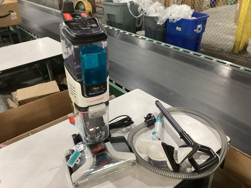 Condition photo showing As Is for Shark CarpetXpert with StainStriker Upright Carpet, Area Rug & Upholstery Cleaner with Pet Mess Extractor Tool, Perfect for Pets, Carpet Shampooer, 3 Cleaning Tools, Cleaning Solutions, White, EX201 CarpetXpert w/ StainStriker