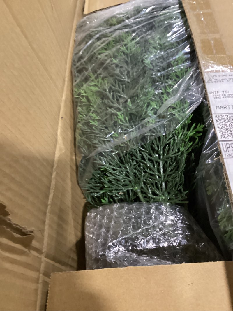 Condition photo showing Good Condition for 3FT Artificial Cedar Topiary Trees 2 Set, Realistic Fake Cypress Tree Tall Faux Pine Shrubs Plants Artificial Cypress Trees for Home Offices Porch Decor (Cedar Topiary Trees, 3FT) Cedar Topiary Trees 3FT