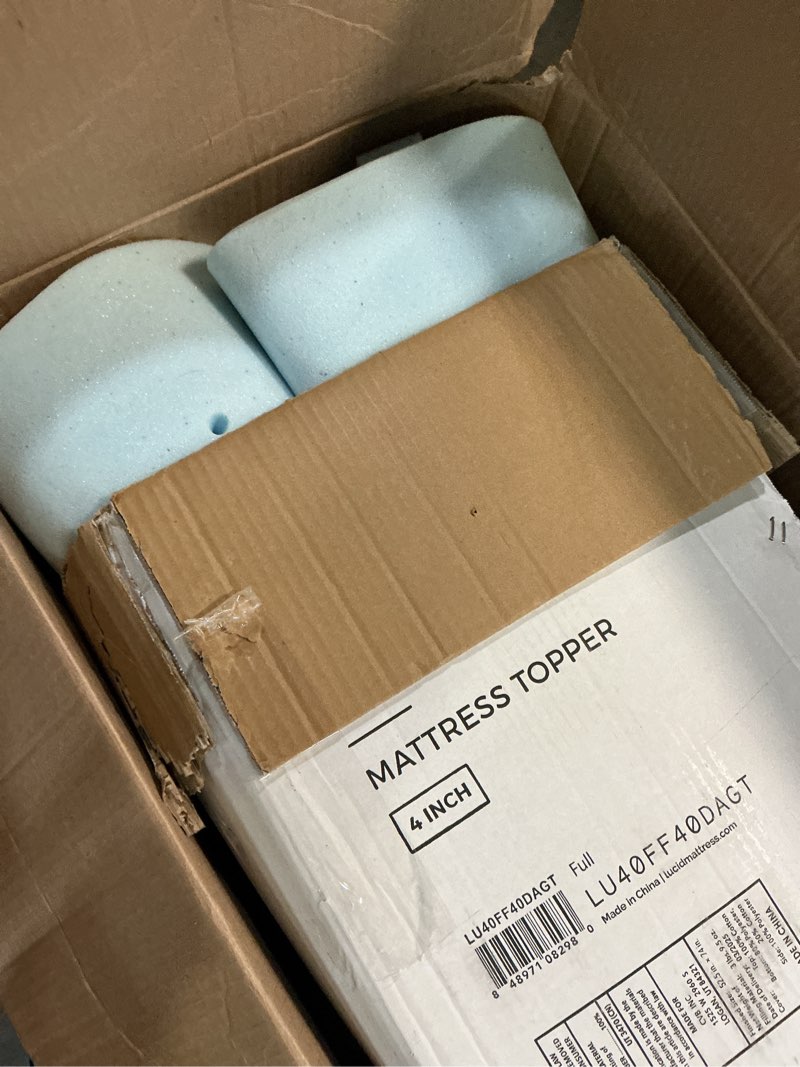 Condition photo showing Good Condition for lucid 4 inch down alternative and gel memory foam mattress topper - three toppers in one - full , white full topper