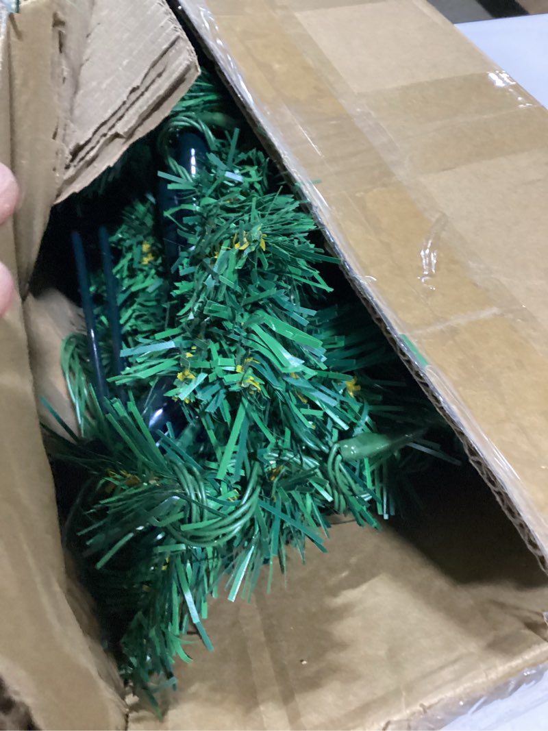 Condition photo showing As Is for 25 Pcs 5 Ft Artificial Christmas Tree with 150 LED Warm White String Lights 40 Red and Green Ball Ornaments Fake Xmas Tree with Metal Stand for Indoor Outdoor Home Office Xmas Holiday Party Decoration Red and Green 5Ft